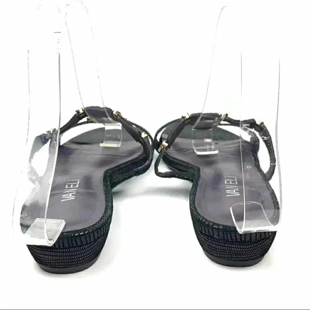 Vaneli womens heels size 7.5 black snakeskin print slid wedges coastalgranny